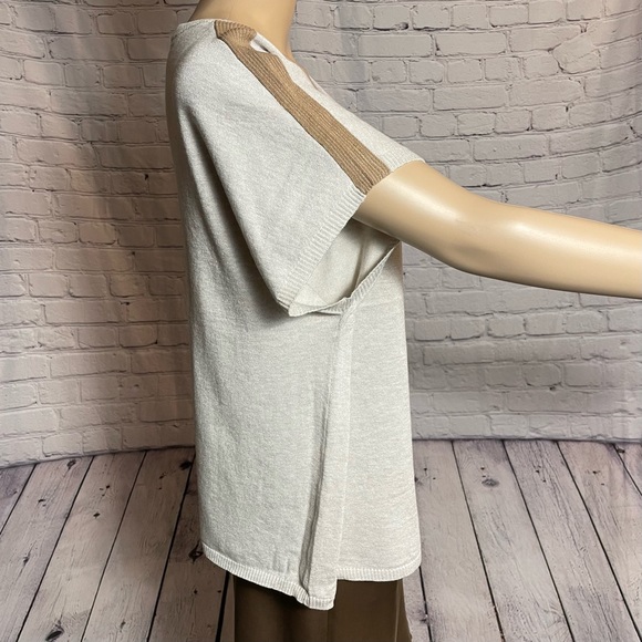 NWT New Anthropologie OLVA Olive and Vine Beige Knit Short Sleeve Top Size XL - Picture 3 of 10